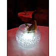 Skleněná svítící váza KOULE popraskané sklo Ø 18 cm, v. 13 cm